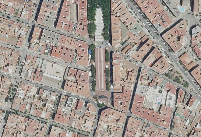Vista aérea Mercado de los Pinos, Manises