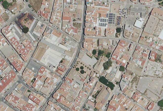 Vista aérea Mercat Antic, Tabernes Blanques