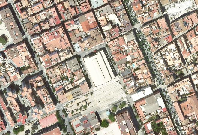 Vista aérea Mercat del Centre, Vilanova i la Geltrú