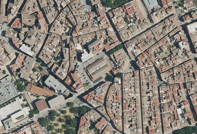 Vista aérea Plaça del Mercat, Onteniente
