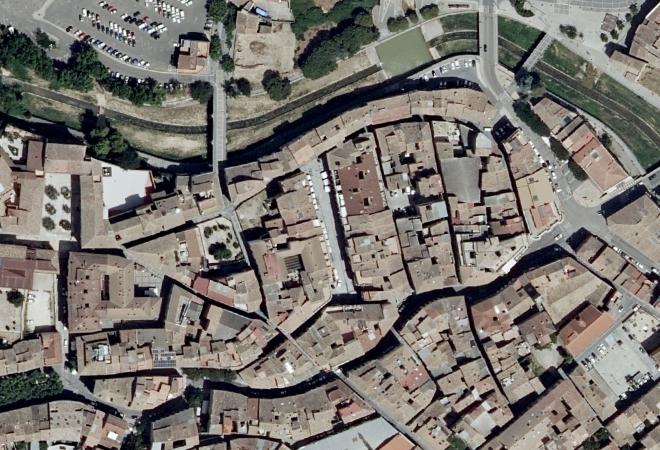 Vista aérea Plaza del Mercado, Barbastro